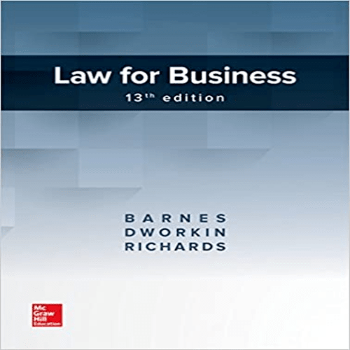 Solution Manual for Law for Business 13th Edition Barnes 1259722325 9781259722325