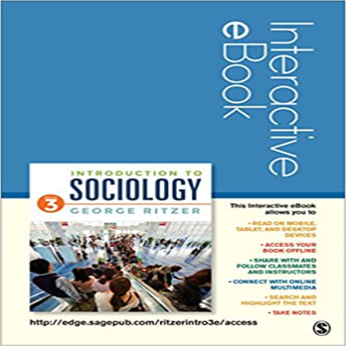 Test Bank for Introduction to Sociology Interactive eBook 3rd Edition Ritzer 1506321011 9781506321011