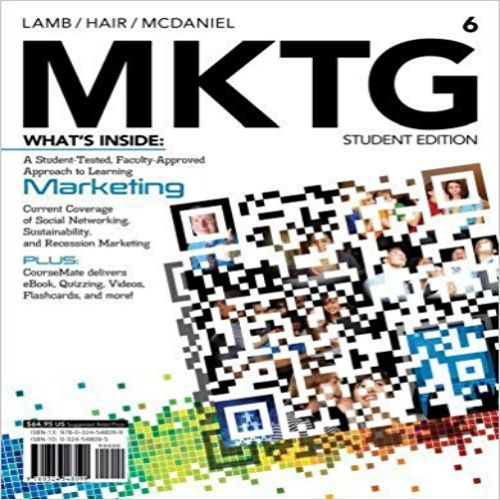 Test Bank for MKTG 6th Edition Lamb Hair McDaniel 1133190111 9781133190110