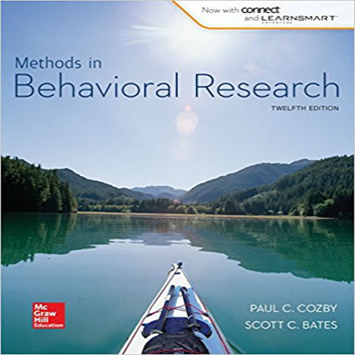 Test Bank for Methods in Behavioral Research 12th Edition Cozby Bates 0077861892 9780077861896