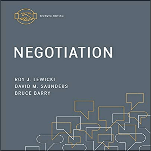 Test Bank for Negotiation 7th Edition Lewicki Saunders Barry 0078029449 9780078029448